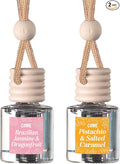 CE Craft Car Air Fresheners - Hanging Car Air Freshener Diffuser - Reusable Bottle with Long Lasting Car Oil Scent - 2 pack, Pistachio + Brazilian Jasmine
