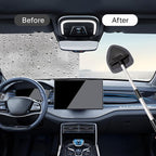 Qydipclin 10pcs Windshield Cleaner Tool, Car Window Cleaning Wash Kit with 4 Reusable Microfiber Pads 1 Spray Bottle and Extendable Handle Auto Glass Wiper Kit, Gray