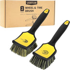 Wheel and Tire Brush Detailing Kit, Soft Rim Brush & Stiff Tire Brush with Silicone Bumper Guard, Non-Slip Ergonomic Handle Car Wash Set for Alloy Wheels, Fenders, Mats