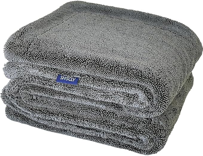 SHSCLY Dual-Sided Microfiber Car Drying Towel – Professional Control, Streak-Free Finish, No Dragging or Heavy Feel, Safe for Paint, Glass & Coatings (26.8" × 32.3")