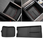 Jaronx Compatible with Tesla Model S/X Center Console Organizer 2021-2026, Silicone Console Organizer Armrest Storage Box Bottom Tray for Model S/X Accessories Plaid/Long Range(2PCS)