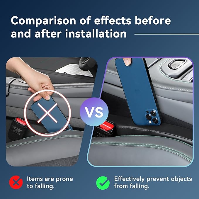 2Pack Leather Seat Gap Filler, Fill The Gap Between Seat and Console, Car Crevice Catcher Blocker Stop Things from Dropping, Universal Gap Stopper Crack Plug for Car SUV Truck (Red)