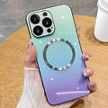 Guppy Compatible with iPhone 15 Pro Max Case Magnetic, with Full Camera Lens Protector [Compatible with MagSafe] Scratch Resistant Gradient Glass Back Cover Phone Case-Blue