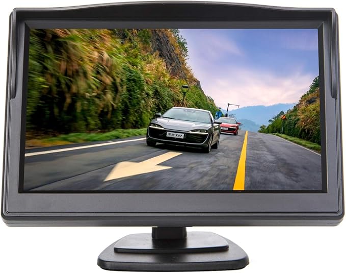 5 Inch TFT LCD Car Color Rear View Monitor Screen for Parking Rear View Backup Camera with 2 Optional Bracket(Suckers Mount and Normal Adhesive Stand)