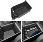 YOJOJOCO Center Console Organizer Compatible with Hyundai 2021-2025 2026 Elantra Accessories (NOT Fit Manual Hand Break Models) Black ABS Plastic Material Armrest Secondary Storage Box