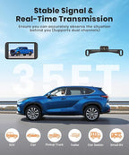 AUTO-VOX W5 Wireless Backup Camera: 4.5" 1080P Dual-Channel Monitor, Easy Installation, Stable Wireless Signal, IP69K Waterproof Color Night Vision Back Up Camera for Truck, Car, SUV, Van and Trailer