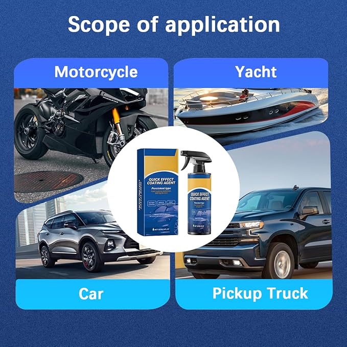 Car Coating Agent Spray, 3 in 1 High Protection Vehicle Quick-Acting Coating Agent Spray, Multifunctional Automotive Scratch Wax Polish Waterless Wash, Universal for SUV RV Truck