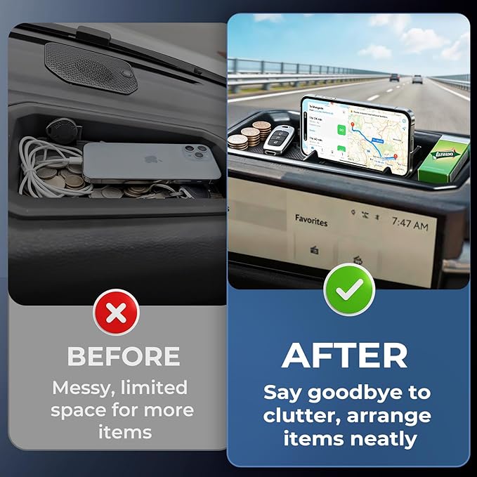 Dashboard Storage Tray Dash Organizer for Toyota Tundra 2022-2026 & Toyota Sequoia 2023-2026, Interior Accessories Center Console Storage Box for 2022-2026 Tundra & 2023-2026 Sequoia, Black