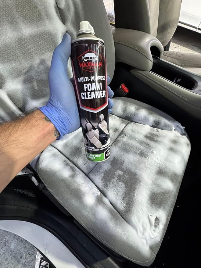 Car Interior Foam Cleaner with Soft Brush Cap – Multi-Purpose Deep Cleaning Foam Spray for Leather, Vinyl, Fabric, Plastic – Safe Non-Drip Formula, Fresh Scent, 22 oz