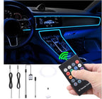 USB Car Ambient Lighting Optic Fiber 8 Colors Music Sound Active with RF Remote Control Car Decorative Atmosphere Lighting Kit DC 12V 1W 3m