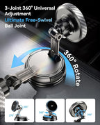 Q2 15W for Magsafe Car Mount Charger, [78+LBS Stronger Vacuum Suction] 360° Adjustable & Fast Charging Magnetic Phone Holder for Vent/Dashboard/Windshield/All Car Surface