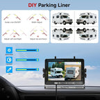 Dual Wireless Magnetic Backup Camera for Trailer - 7” 1080P HD 4CH Monitor with Solar 15000mAh Rechargeable Night Vision Rear Camera, DVR Loop Recording Waterproof No Delay for Truck,RV,Camper