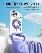 SYNCWIRE Magnetic Phone Ring Holder for MagSafe - Phone Grip Stand with 360° Rotation Finger Ring Kickstand Compatible with iPhone 17 16 15 14 13 12 Pro Max MagSafe Accessories,Blueberry Purple