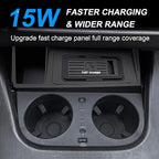 Wireless Car Charger Compatible with BMW X3/X4 F25/F26 2014-2017, Center Console Accessory Panel, 15W Qi Fast Charging with USB QC3.0 Ports