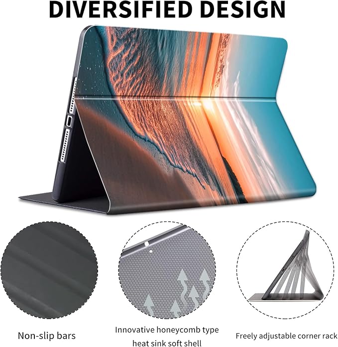 for Kindle Paperwhite Case,6.8" Kindle Paperwhite 11th Generation Case and Kindle Paperwhite Signature Edition,Leather Slim Adjustable Stand Cover with Auto Wake/Sleep,Sea Beach Sunset