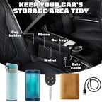 Car Leather Cup Holder Gap Bag, New Car Seat Gap Filler Organizer with Cup Holders, Console Organizer for Phone, Keys and Small Items, Universal Fit Essentials for SUV, Truck & Sedan (2pc)