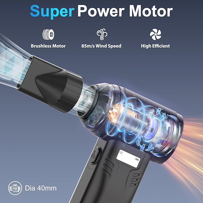 Electric Air Duster 150000RPM Super Power Handheld Cordless Mini Blower Vacuums Rechargeable Brushless Motor 10Gear Adjustable Portable Dust Blower for Pc Computer Keyboard Outdoor House Car Cleaning