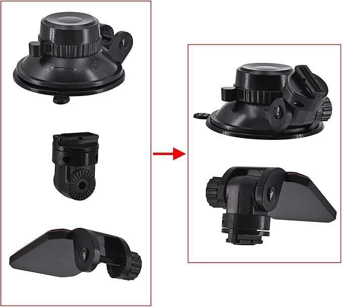 Windshield Suction Cup Mount Holder & Dashboard Adhesive Sticky Mounting Bracket Compatible with Rove R2-4K, R2-4K PRO, Stealth 4K, Stealth 4K PRO, Insignia NS-DCDCHH2 Dash Cam Series