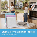 Microfiber Glass Cleaning Cloth 6 Pack, 15.5x15.5 Inch Blue Magic Cleaning Rags, Lint Free Streak Free Reusable Towels for Windows, Mirrors, Cars, Screens, Kitchen and Stainless Steel Surface