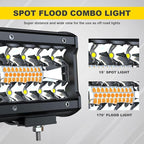 LED Light Bar 4PCS 4'' Inch White/Amber Yellow LED Pods Equivalent to 240-Watt Strobe Light Driving Fog Lights Triple Row Off Road Lights with Six Modes for SUV ATV UTV Trucks Pickup Lamp