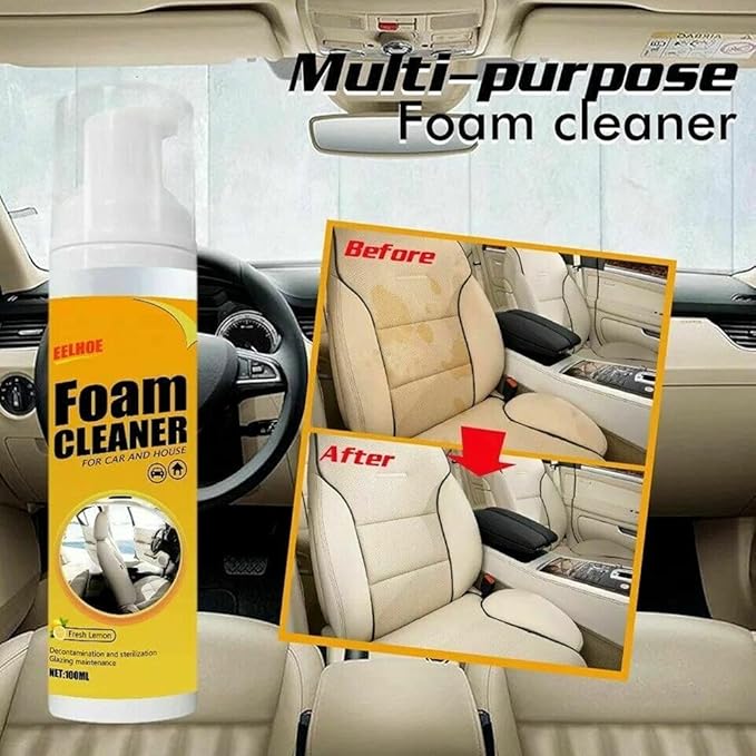 Multi Purpose Foam Cleaner for Car and House Lemon Flavor,All-Purpose Household Cleaners Concentrate,Strong Decontamination,Anti-Aging Cleansing Automotive Spray (250ml)