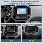 [DSP&EQ] 4+64G Car Radio for Chevy Colorado/GMC Canyon 2015-2018 Base Mode (Low-end), Android 15 9" 1280 * 720 Touchscreen Car Stereo Wireless CarPlay Android Auto WiFi Bluetooth 5.0 GPS Navigation