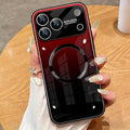 Guppy Compatible with iPhone 17 Pro Magnetic Case, with Full Camera Lens Protector [Compatible with MagSafe] Scratch Resistant Gradient Glass Back Cover Phone Case-Red