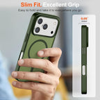 SUPFINE Magnetic for iPhone 17 Pro Case (Compatible with MagSafe)(Military Grade Drop Protection) Translucent Matte Shockproof with Anti-Fingerprint Phone Cover,Cangling Green