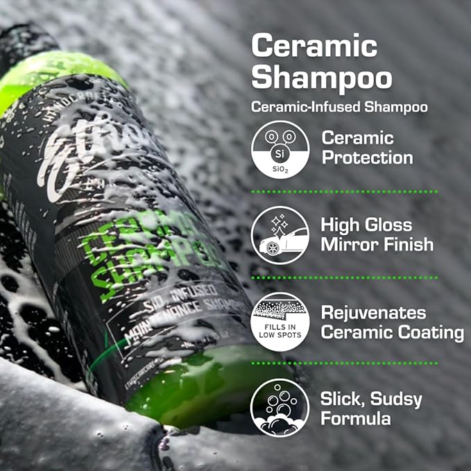Ceramic Car Shampoo - Slick Car Wash Soap for Ceramic Coatings - pH-Balanced Car Wash Shampoo - Adds Hydrophobic Protection | Enhances Coatings, Waxes or Sealants | Incredible Shine