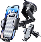 VANMASS [True Military-Grade] Car Phone Holder [Best Suction & Clip] Cell Phone Mount for Dashboard Windshield Vent Truck Cradle Dash Stand for iPhone 15 Pro Max 14 13 12 Android, White