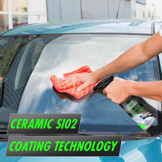 JT's Ceramic Glass Cleaner - Car Window Cleaner | Car Wash All-Natural Streak Free Formula For Car Cleaning (16 Fl Oz)