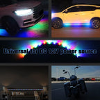 RGB LED Strip Lights for Car BaishenglinMotor 12-Pack DC12V Waterproof 30CM/11.8"/1FT 5050 15-SMD LED Strip Underbody Light for Car Motorcycles Golf Cart Decoration Led Interior Exterior Strip Lights
