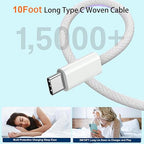 10FT iPhone 16 15 Charger Fast Charging,2Pack 20W Type C Chargers USB C Block 10Foot USB C to USB C Woven Cable, Apple i Phone 16 Charger for iPhone 16/16 Plus/16 Pro/16 Pro Max/iPhone 15 Pro Max/iPad