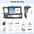 [8Core 6+128GB] Android 15 Car Stereo for Honda Civic 2006-2011 with Wireless CarPlay&Android Auto,10.1 Inch 1280 * 720P IPS Touch Screen,Bluetooth,GPS,WiFi,FM/RDS,32 Band DSP,SWC,HD Backup Camera