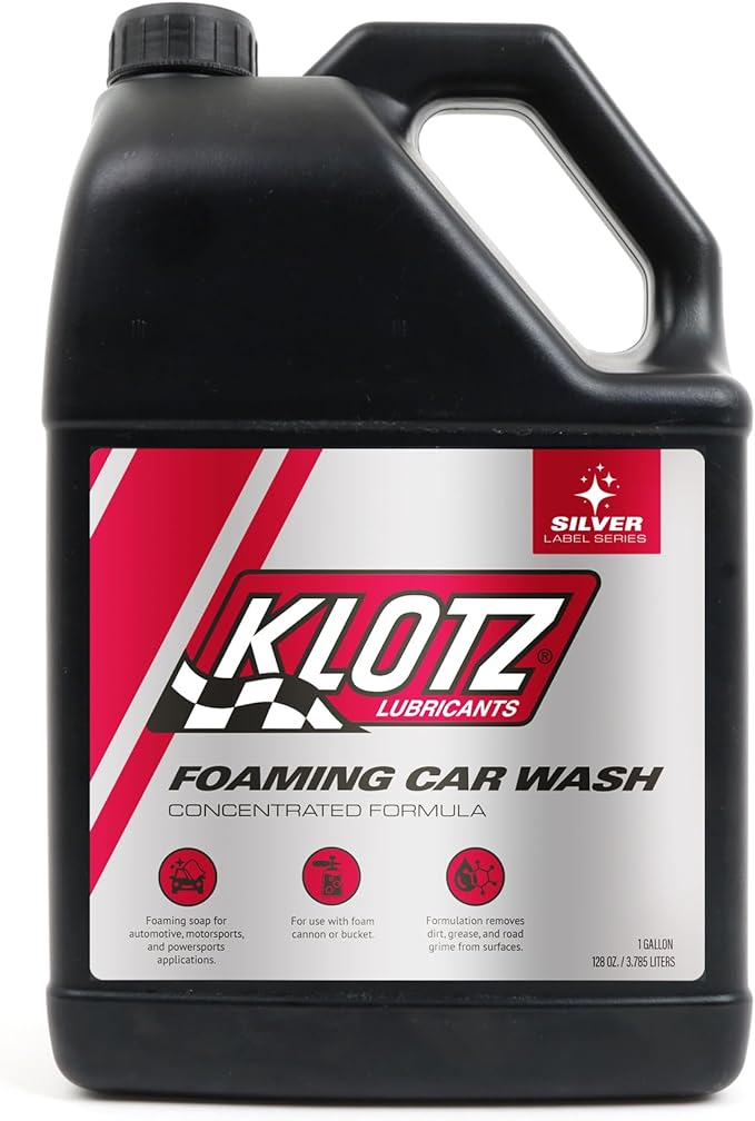 Klotz Car Wash Foaming Soap - 1 Gallon Concentrated Formula - Car Wash Foam Soap for Automotive, Motorsports, and Powersports applications - Great for removing Dirt, Grease, and Road Grime