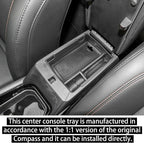 RUNROAD Center Console Organizer Tray Compatible with Jeep Compass 2022 2023 2024 2025 Accessories, Armrest Tray Secondary Storage Box Insert Console Organizer Card Container, Black (NOT For Ltd)