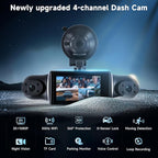 4 Channel Dash Cam Front and Rear Inside 360° Dash Camera for Cars 4 Channel Dash Cam Front and Rear Inside,IPS 4K/2K Dash Camera WiFi APP,G-Sensor 24/7 Parking Mode,170° Loop Recording