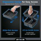 Sroiis® Gen 2 Double-Layer Center Console Organizer Set for Tesla Model 3 Highland Accessories (2024 2025 2026) True 2-Tier Storage System [ Upper Tray + Hidden Lower Compartment ] - 3PCS Jet Black