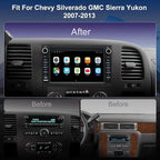 4G LTE QLED Radio for Chevy Silverado GMC Sierra Yukon 2007-2013,Touch Screen 8core Stereo Upgrade,Wireless carplay & Android Auto,Fast Charge,Free Backup Camera