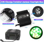 AMKI 300pcs 0.03in 9.8ft Twinkle Starlight Headliner Kit, Updated 2 in 1 Twinkle+Meteor Fiber Optic Light Box RGBW Sound Activated Mode for Car& Home Decoration, 180pcs Pure White Shooting Star