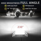 6 Pods Full Angle Pure White LED Rock Lights for Golf Cart ATV UTV RZR Trucks Offroad Pickup RV SUV, 6500K Super Bright Waterproof White Underglow Kit with Switch Wiring Harness Extension Wires