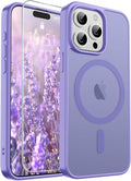 SUPFINE Magnetic for iPhone 15 Pro Case (Compatible with MagSafe) (Military Grade Drop Protection) Slim Translucent Matte Shockproof with Anti-Fingerprint Phone Case,Purple