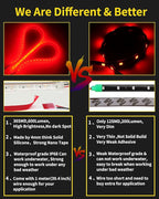 YM E-Bright LED Strip Light 30CM Waterproof for Car Motorcycles Decoration Vehicle Interior Exterior DRL Daytime Running Flexible DC12V,Red(Pack of 4)