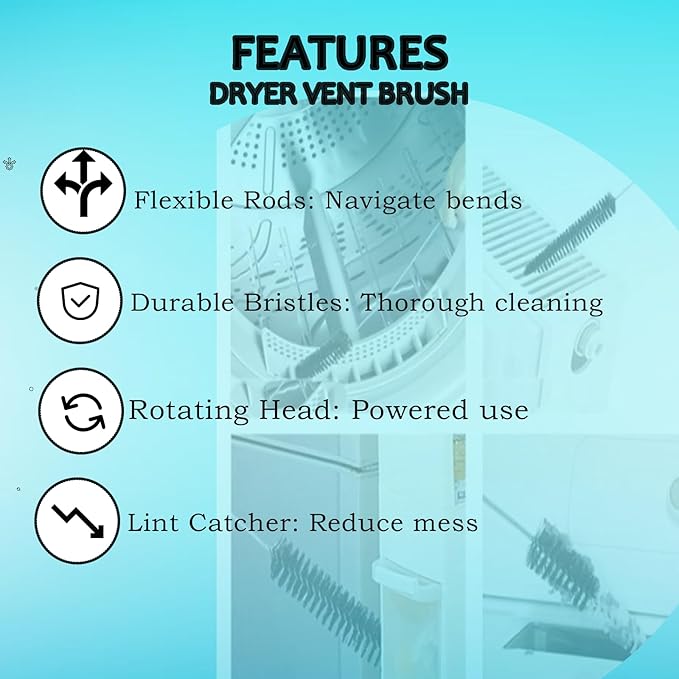 2-Pack Dryer Vent Cleaner Kit - Long Flexible Dryer Lint Brush & Refrigerator Coil Cleaner - Multi-Use Radiator Brush & Lint Trap Cleaning Tool for Fire Prevention