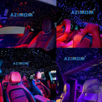 AZIMOM Two Port 16W Twinkle 900pcs Fiber Optic Starlight Headliner Kits 0.03in 9.8ft Fiber Strands Sound Activated Remote APP Control Dual Port Starlight Box Car Home Ceiling Decor