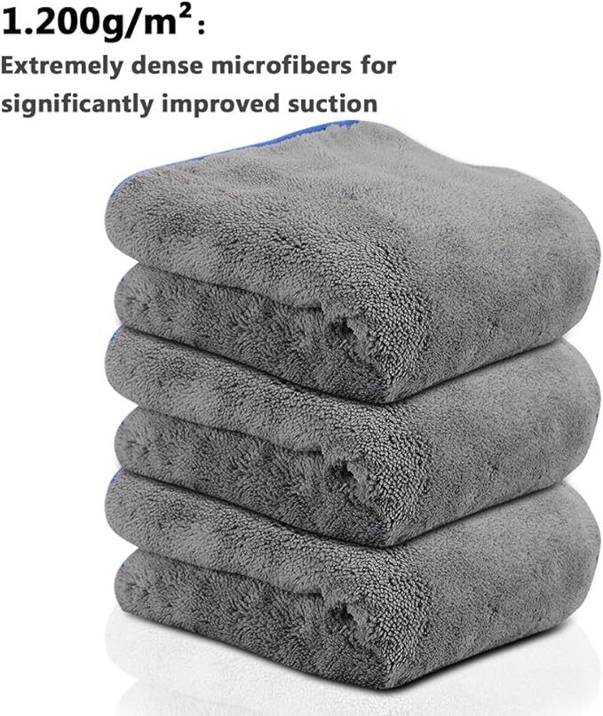 Microfiber Towels for Cars, Healsell Car Drying Towel, Premium Professional Soft Microfiber Drying Towel, 1200 GSM Ultra Thick - Lint Free Microfiber Car Towels 16'' x 16'' (3 Pack)