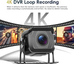 4K Wired Reverse Rear View Backup Camera System 7" Included AHD 1080P Cameras, IP68 Waterproof, Night Vision, BSD, Loop Recording fit for Tractor Truck Excavator Caravan Skid Steer Heavy Equipment