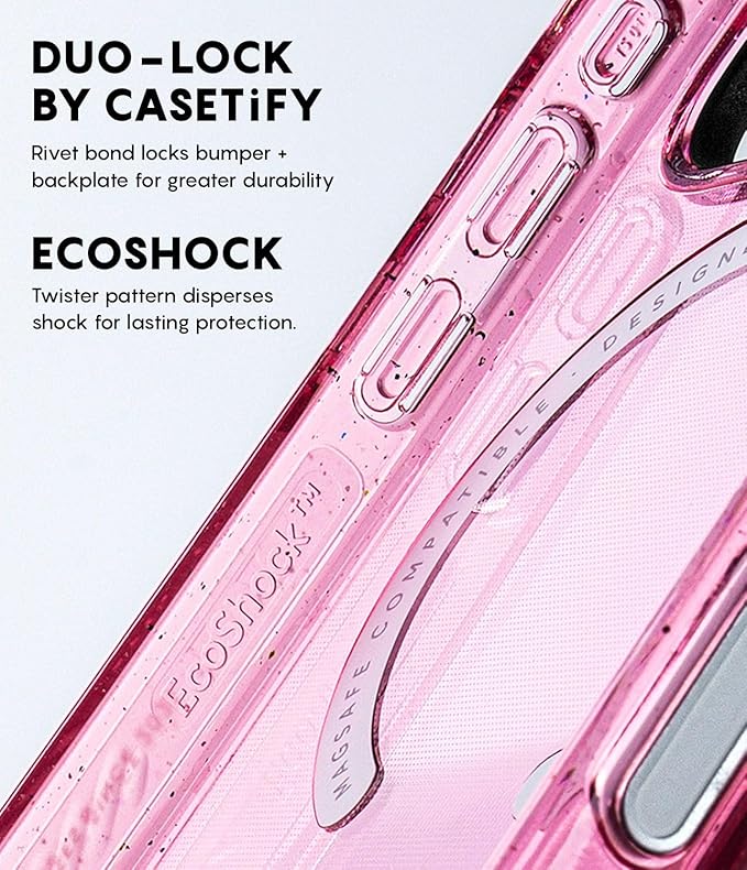 CASETiFY Impact iPhone 17 Pro Case [Slim/Compatible with Magsafe / 8.2 ft. 4X Military Grade Drop Protection] - Pink Pastel Cute Floral - Clear Black