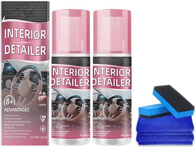 Polishing Cleaner Car Interior, 2026 Upgrade Car Interior Cleaner Spray, All Purpose Car Interior Detailer Cleaner for Dashboards, Seats, Leather, Plastic-2Pcs