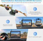 ZEROXCLUB 3 Magnetic Solar Wireless Backup Camera System, Quad RV Rearview Backup Cameras Wireless System with HD1080P 9 Inch DVR Monitor for Trailer RV Trucks, Built-in 9600mAh Solar Battery, BL903